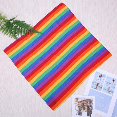 China Head Wear Colorful 100% Cotton Stripe Parade Bandana Headband March Printed Rainbow Stripe Lgbt Flag Cotton Bandana for sale