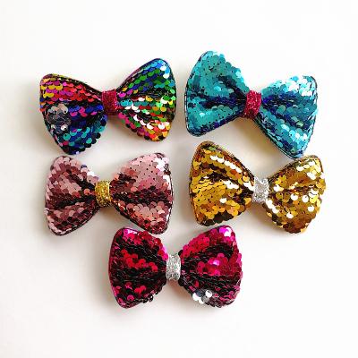 China Wholesale Stylish Bling 10cm Children's Hairbow Kids Baby Decoration Glitter Glitter Hair Bows For Kids for sale