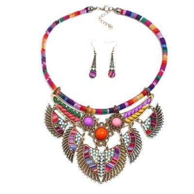 China Wholesale Tribal ALLOY Necklace and Earrings Set Vintage Indian Jewelry Choker Necklace Set Women for sale