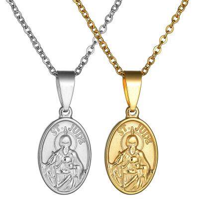 China Wholesale Catholic Religious Jewelry Style Gold Stainless Steel Punk St Jude Pendant Necklace for sale