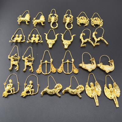 China 2021 Hot Sale FASHIONABLE Chinese Style Alloy Retro Gold Plated Horoscope Earrings Zodiac Sign Earrings For Women Girls Gifts for sale