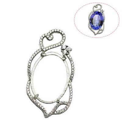 China Beadsnice ID30727 Ethnic Wholesale Setting 925 Sterling 33x20mm Fit 22x16mm Oval Sold By PC Silver Pendant Finding for sale