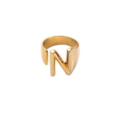 China High End 18K Gold Plated Letter Rings Jewelry Wholesale Start Lead Free Nickel Free for sale