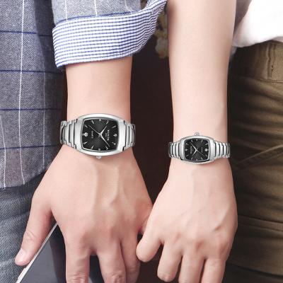 China Automatic Colorful Waterproof Luminous Watch Woman Automatic Luminous Watch Man Square Wristwatch Date Date Steel Strap Watch For Couples for sale