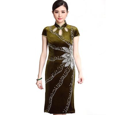 China Daily Wear Daily Wear Style Nail Bead Tailored Cheongsam for sale