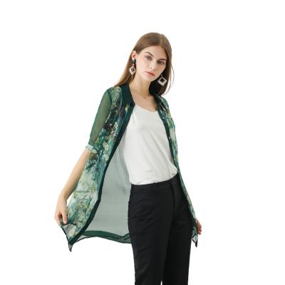 China QUICK DRY Chinese Style Printed Mulberry Silk Slim Jacket for sale