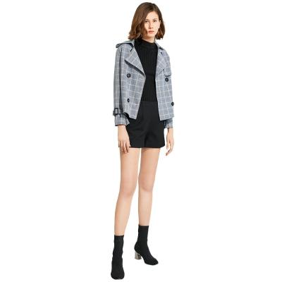 China 2021 New Fashion Vintage Breathable Plaid Long Sleeve Short Coat for sale