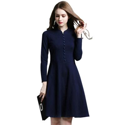 China 2021 New Women's Plus Size Self-cultivation Breathable Loose Slim Dress Black Beaded Slim Dress for sale