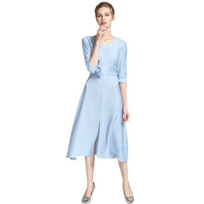 China Women Clothing Breathable Custom Fashion Solid Long Sleeve Dress for sale