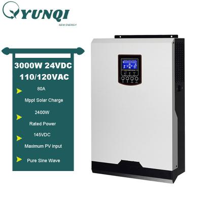 China Yunqi Manufacturer 3kw 24V 48v Smart Inverter Home Solar Power System Off Grid Hybrid Inverter With Mppt Charge Solar Controller Solar Inverters for sale