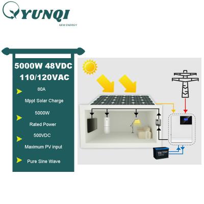 China US Market Home Solar Power System 5kva 110v 120v Off Grid Sine Wave Solar Power Inverter Pure Hybrid Element Mppt For Solar Power System for sale