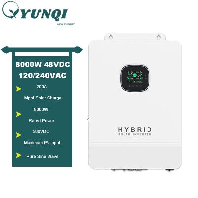 China Yunqi Low Frequency Home Solar Power System Solar Hybrid Inverter 8kw Off Grid Pure Sine Wave Power Inverter With Battery Charger Solar Inverters for sale