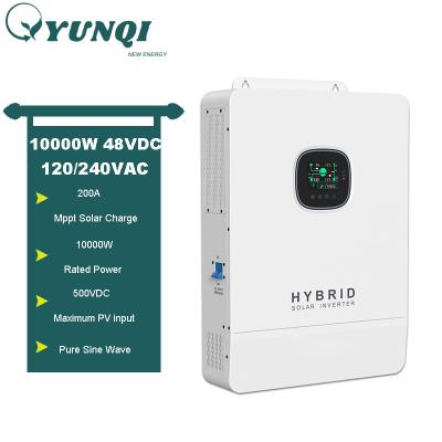 China Yunqi Solar Power System Home Inverter 10KW 10000W 48VDC Pure Sine Wave Hybrid Inverter MPPT DC to AC Power Inverters Solar Converters for sale