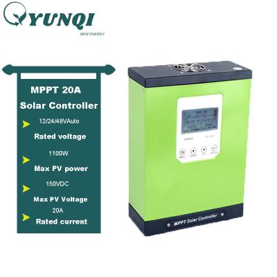 China Charger Controller Yunqi LCD Display Automatic Solar Charge Controller Mppt 20a 12v/24v/48v Mppt Solar Charge Controller for sale