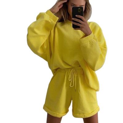 China OEM 2022 French Terry Oversize Pullover Anti-Wrinkle Hoodies and Shorts Two Piece Jogging Sets for sale