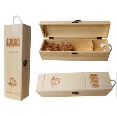 China Recyclable Good Cheap Price Custom Logo Design Wooden Box Packaging Wood Box For Wine Bottle for sale