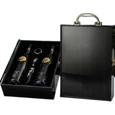 China Wholesale Customized Recycled Materials China Embossed Shape Lacquered Wine Tote Lacquered Wooden Box for sale