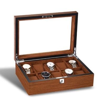 China fashion & High Quality Occasional Matte Wood Grain Watch Storage Wooden Box With Lock For Men's Watch Mail Window Display Box for sale