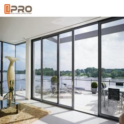 China Modern Australian Balcony Design Patio Elevator Slide Aluminum Frame Double Glass Plate Doors for sale