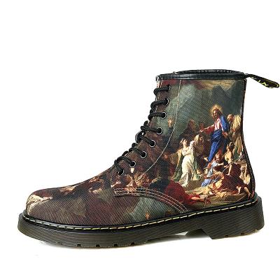 China Autumn and winter new men's printed shoes fashion outdoor sports shoes tend high top graffiti Martin boots for sale