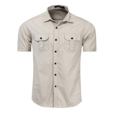 China Jeepstyle two anti-pilling 2021 new mens pockets short sleeve shirt cotton outdoor men plus size cargo shirts for sale