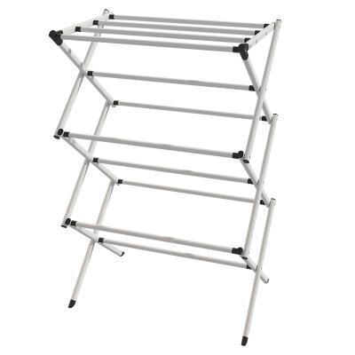 China Salon 3-Tier Foldable Clothes Drying Rack Laundry Rack With Anti-Rust Coating for sale