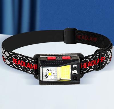 China Adjustable Tilt 9 Modes Work Ultralight Rechargeable COB Light LED Head Lamp with Red Light for Outdoor Camping Running Cycling Fishing for sale