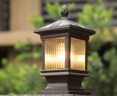 China Decorative Lighting Modern LED Gate Bollard Outside Post Pillar Landscape Garden Solar Security Lights for sale