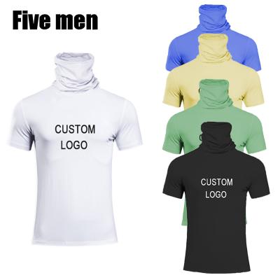 China anti-wrinkle mens silverion fabric breathable running gym graphic tees five face cover mens apparel custom t-shirt printing for sale