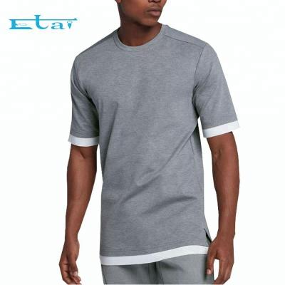 China Custom Anti-Pilling Mens Cropped Hip Hop Loose Neck Embroidered T-Shirt for sale