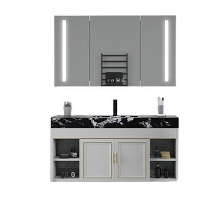 China EUROPEAN Modern Marble Style Bathroom Equipment Storage Cabinet Top with White Lacquer Bathroom Vanity for sale