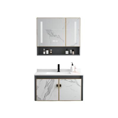 China Minimalist Aluminum Bathroom Wall Storage Cabinet Set With Mirror Vanity Bathroom Lighting With Sink Wholesale Vanities - for sale