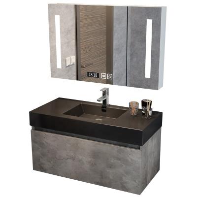 China 2022 Modern Luxury Wooden Waterproof Bathroom Vanity Set With Sink And Storage LED Mirror Cabinet for sale