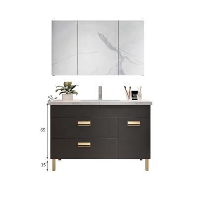 China 80cm Environmental Hot Selling Plywood Bathroom Vanity With Sink Ceramic Floor Standing Plywood Bathroom Vanity Cabinets With Mirror for sale