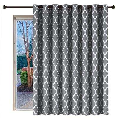 China Extra Wide Blackout Blackout Curtain Thermal Insulated Patio Sliding Door Curtain Grommet Tile Top Moroccan Quatrefoil Pattern Drape for sale