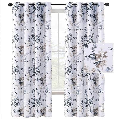 China Blackout Blackout Curtains For Living Room Darkening Thermal Insulated Grommet Curtain Ink Painting Classic Floral Printed Drapes for sale