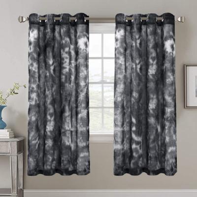 China Insulated Sheer Window Curtains Grommet Panels For Kitchen Bedroom Living Room Black Tie Dye Curtains In Semi Manual Drapes Linen Sheers for sale