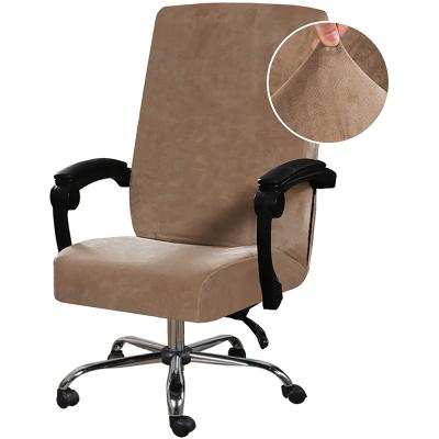 China Stretch Plush Velvet Stretch Computer Office Chair Cover Boss Chair Cover Removable Home Office Mid-Height Back Universal Executive Chair Cover for sale