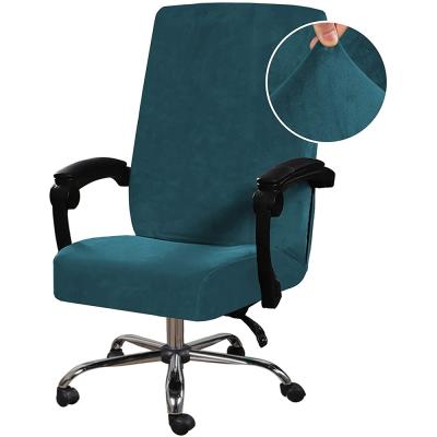 China Stretch Plush Velvet Home Office Chair Cover Stretch Computer Office Chair Cover Universal Mid-Height Back Executive Boss Removable Chair Cover for sale