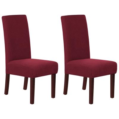 China Elastic Breathable Comfort Stretch Dining Chair Cover 2 Piece Set Pastor Chair Covers Checked Jacquard Textured Dining Chair Protector Covers for sale