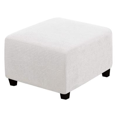 China Small Checked Sofa Seat Comfort Storage Stools Elastic Breathable Stretch Fit Cover Ottoman Cover Ottoman Cover With Elastic Bottom for sale