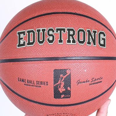 China EDUSTRONG Indoor Outdoor Gym Brand Basketball Size 7# Custom Printed With Rubber Bladder For Students Training Basketball Ball for sale