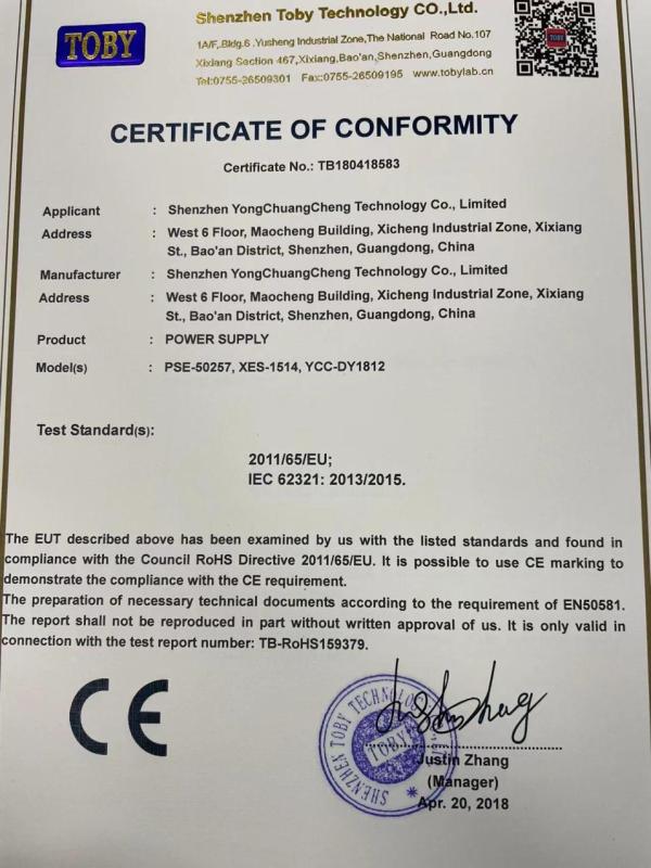 CE - Shenzhen Yong Chuang Cheng Technology Co., Ltd.