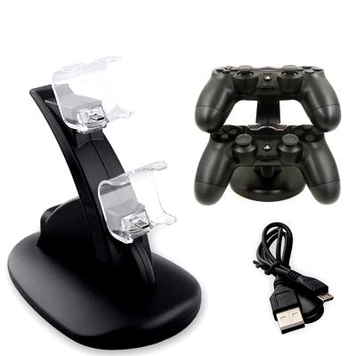 China Cheap ABS Plastic Slim Dual Handle PS4 Grip Gamepad Controller Holder Charger Dock Station Stand for Wireless Motion Control in Safe Mode for sale