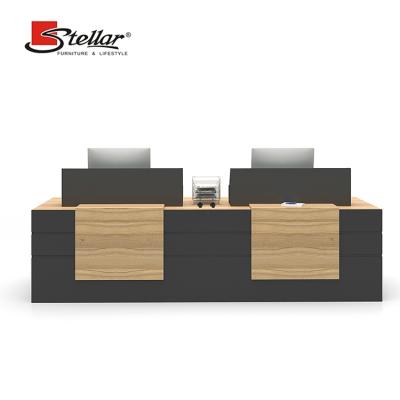 China Easy To Clean Modern Luxury Design Walnut Solid Wood Office Reception Table Counter Top Receptions for sale