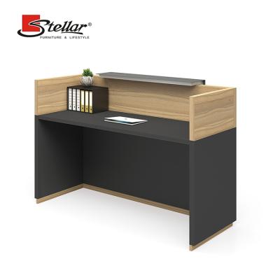 China Factory Office Furniture Wood Front Reception Easy To Clean Counter For Office Building for sale