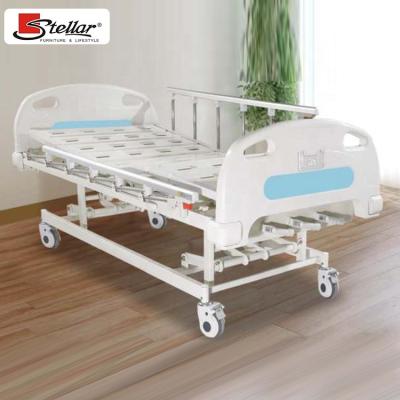 China Durable Icu Bed Foldable 3 Function Manual Hospital Bed With Silent Bedside Casters And Cabinet for sale