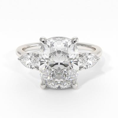 China MEDBOO Romantic Fine Jewelry 2.5ct Gold Bridal Unique Cushion Cut 3 Stone Wedding Moissanite Diamond Engagement Jewelery Rings for sale