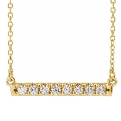 China MEDBOO Small Tasty Bar Jewelry 14k Yellow Gold CLASSIC Fine Solid White Moissanite Necklace 18 Inch Jewelry for sale