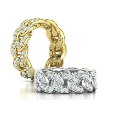 China Gold Moissanite Diamond Cuban Link Heavy Chain Ring Jewelry For Men Hip Hop 9K/10K/14K/18K OEM Jewelry Hiphop MEDBOO for sale